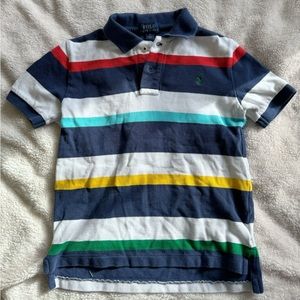Ralph Lauren Little Boy Blue Multi Striped Cotton Mesh Polo Shirt